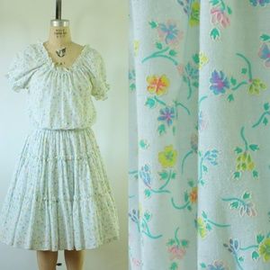 vintage white floral dress | 1980s floral dress